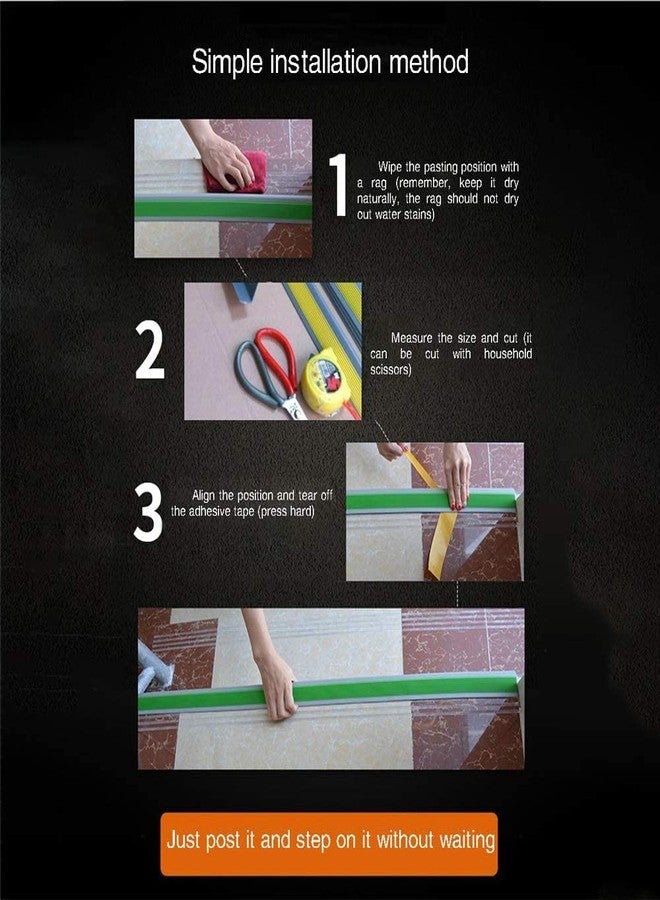 Tusig® Self-Adhesive Rubber Step Protector Edge Trim Strips,L-Shaped Corner Guard Staircase Threshold Strip,Anti Slip Tread, Used for Indoor Outdoor Tile Wood (Pack of 2, 2 Meter) - Image 5